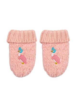 Jemima Puddle-Duck™ mittens in pale pink with an embroidered duck