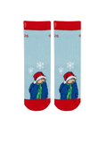 Paddington™ Christmas Socks in pale blue, with Paddington in his duffle coat and a Santa hat among falling snowflakes