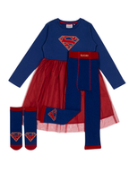 Supergirl™ Unstoppable dress, leggings and socks laid flat