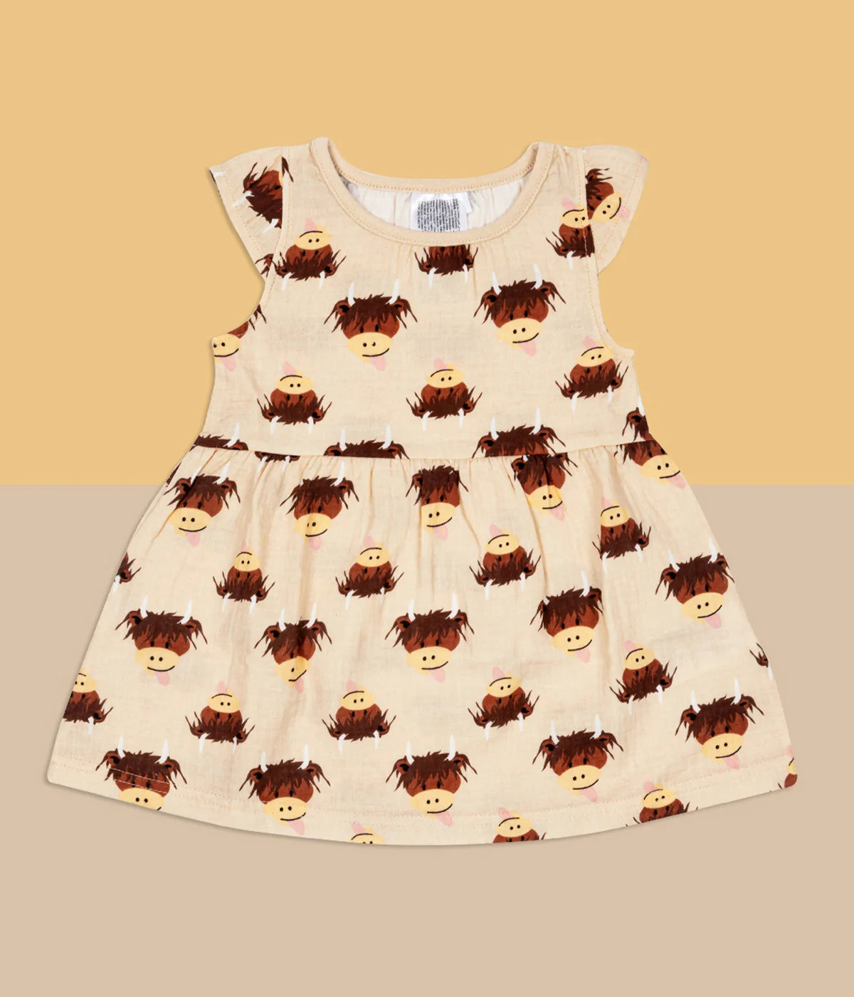 Junior Neutral Highland Cow Summer Dress