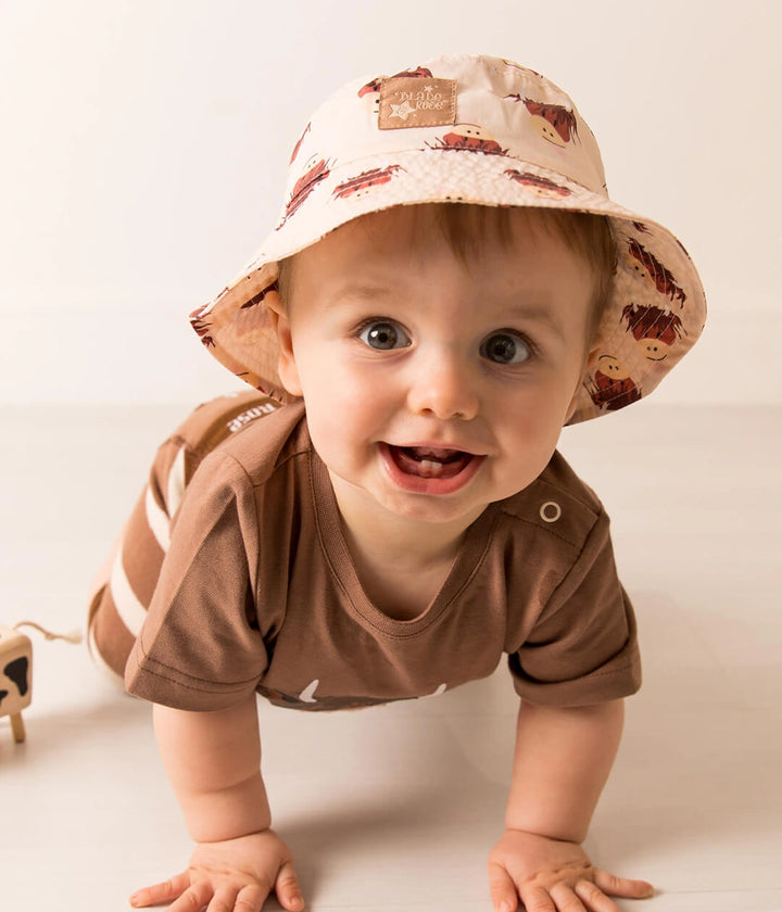 Neutral Highland Cow Summer Hat