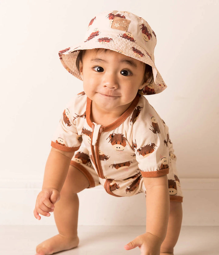 Neutral Highland Cow Summer Romper Playsuit