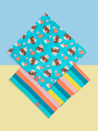 Bonnie Highland Cow Muslin Squares